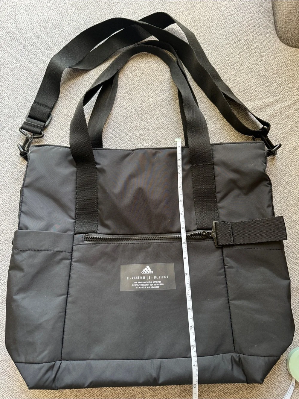 adidas Black Nylon Messenger Tote with Adjustable Strap